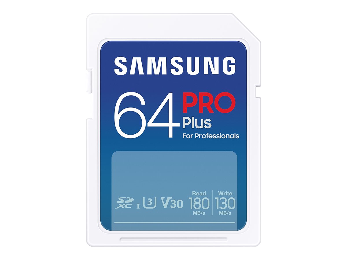SAMSUNG SD PRO Plus 2023 Memory Card 64GB UHS-I U3 Full HD & 4K UHD 180 MB/s Read 130 MB/s Write