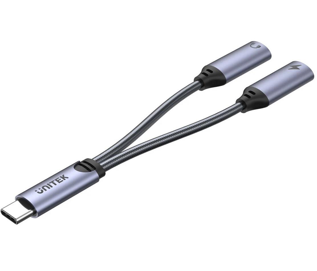 Kabel adapter Unitek M206A 2x USB-C, audio, 18W