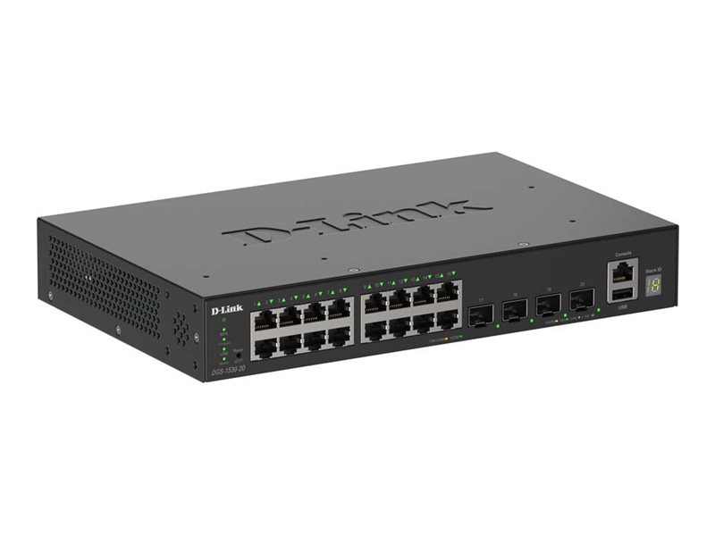 D-Link DGS-1530-20/E przełącznik sieciowy Zarządzany L2 Gigabit Ethernet (10/100/1000) Czarny