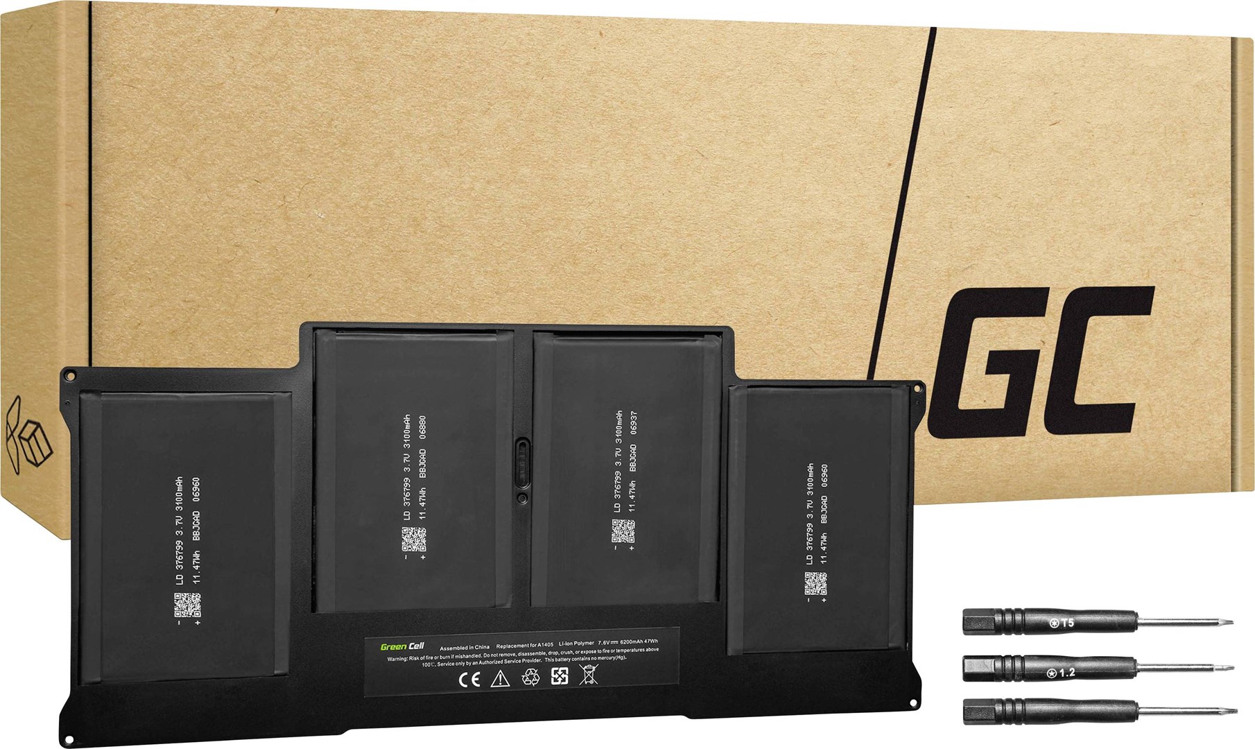GREEN CELL BATERIA AP14V2 A1496 A1405 A1377 DO APPLE MACBOOK AIR 13 A1466 A1369 (2010-2017) 47WH 7.6V