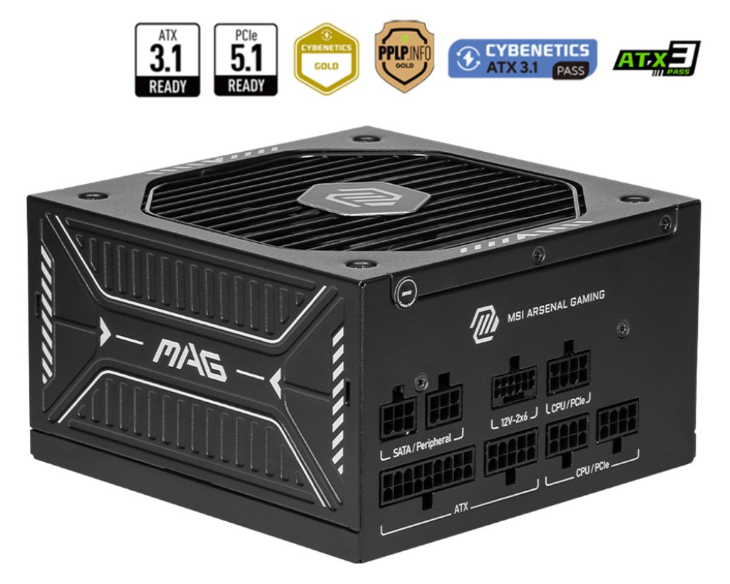 Zasilacz MSI MAG A750GLS PCIE5 750W 80+ Gold ATX 3.1