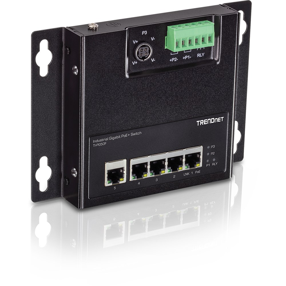 Przełącznik przemysłowy TRENDnet 5 Port Gigabit Unmanaged PoE+ FA Metal