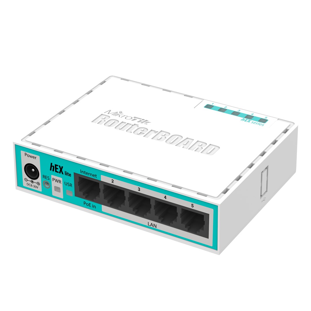 Router Mikrotik hEX lite (RB750r2) Total Ethernet Ports:5; Architecture:MIPSBE; CPU core:1