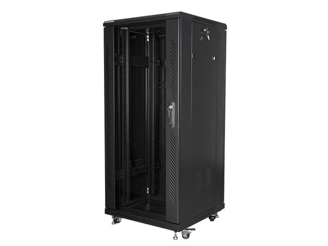 Szafa rack Lanberg FF01-6627-12B (27U; 19''; 1390mm / 600mm / 600 mm; stojąca; Szklane; 800 kg; kolor czarny)