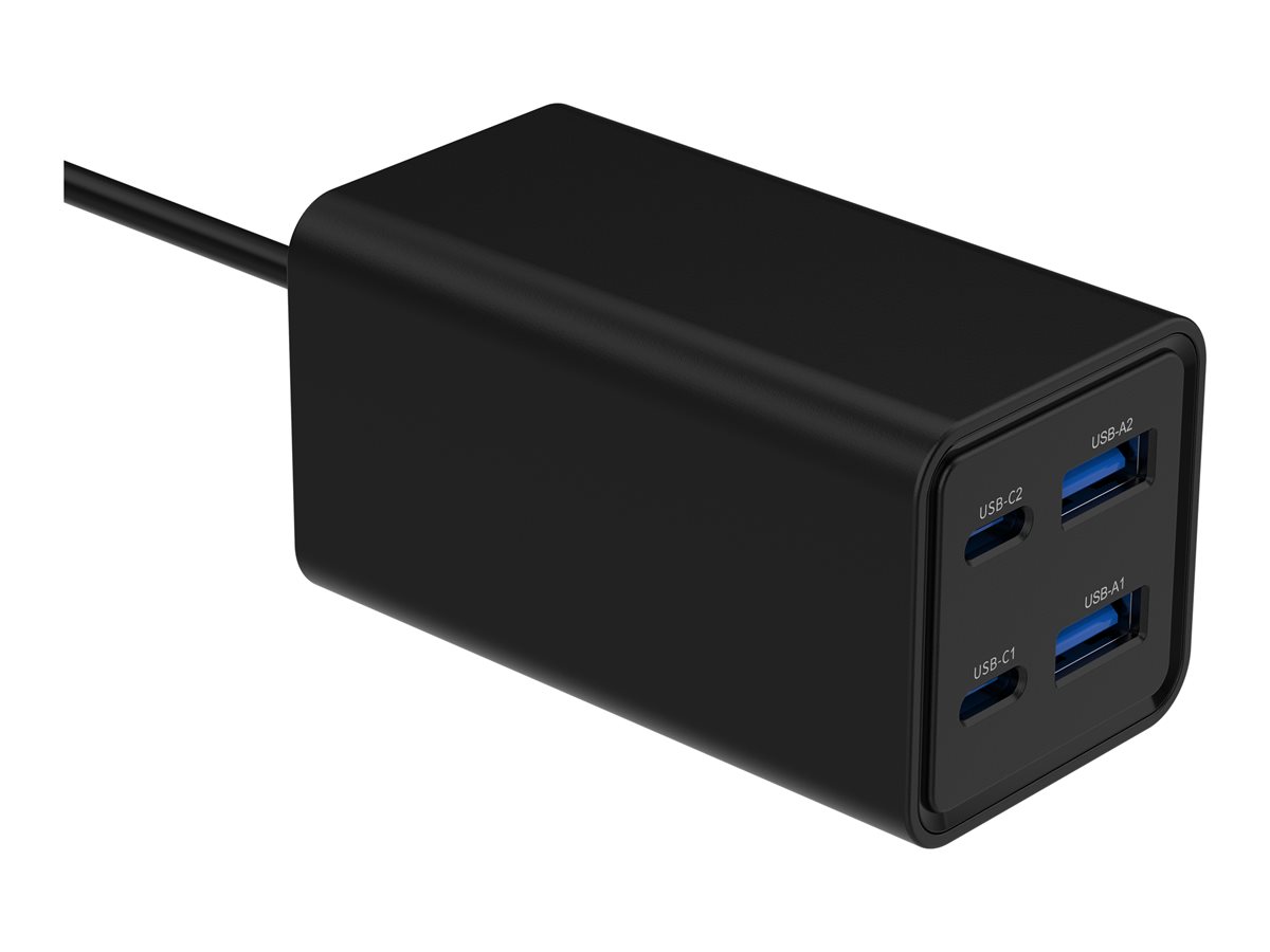 Ładowarka uniwersalna 65W GaN 2xUSB-A 2xUSB-C szybkie ładowanie czarna