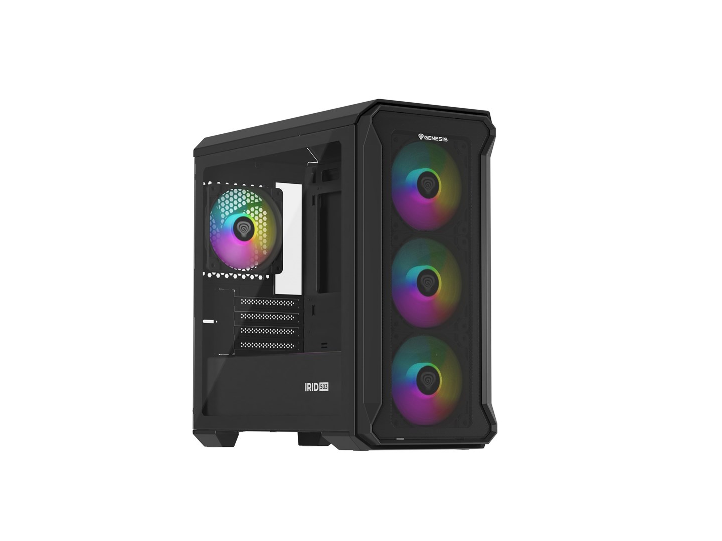 Obudowa NATEC Genesis Irid 503 ARGB NPC-1559 (Micro ATX. Mini ITX; kolor czarny)