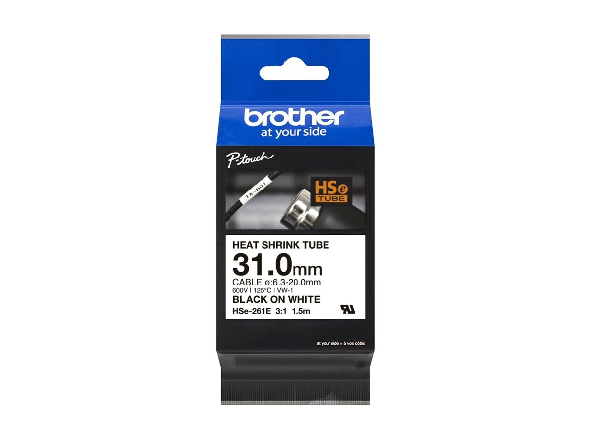 BROTHER Heat Shrink Tube Black on White 31.0mm