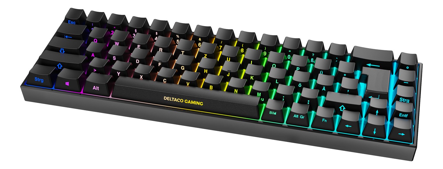 Deltaco Gaming GAM-100-DE klawiatura USB + RF Wireless + Bluetooth QWERTZ Niemiecki Czarny