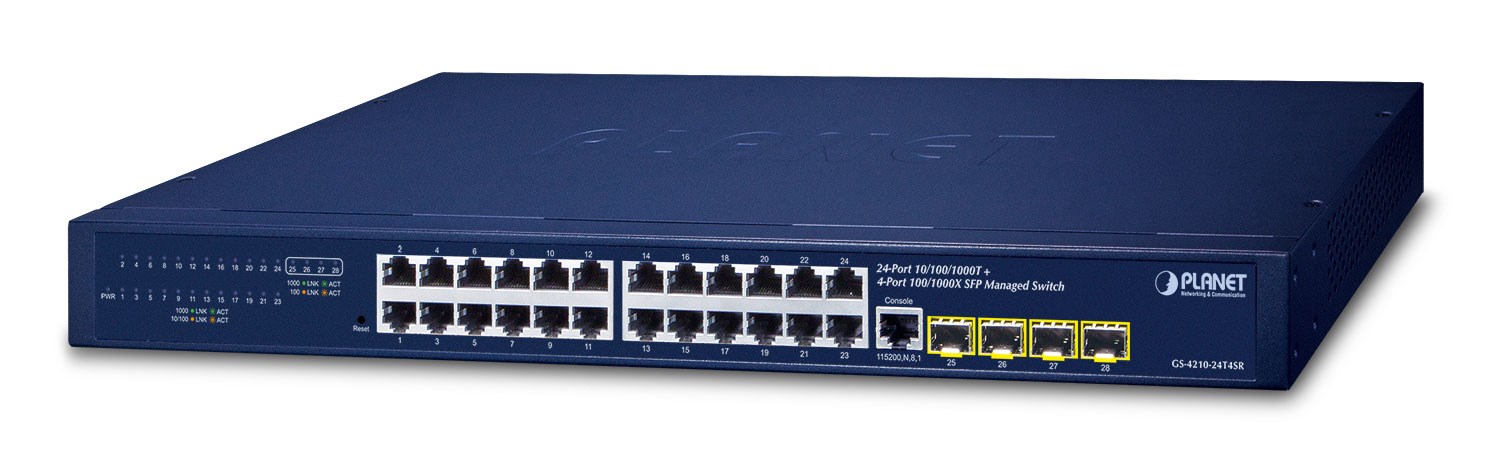Switch Planet GS-4210-24T4SR 24-Port 10/100/1000T + 4-Port 100/1000X SFP Managed
