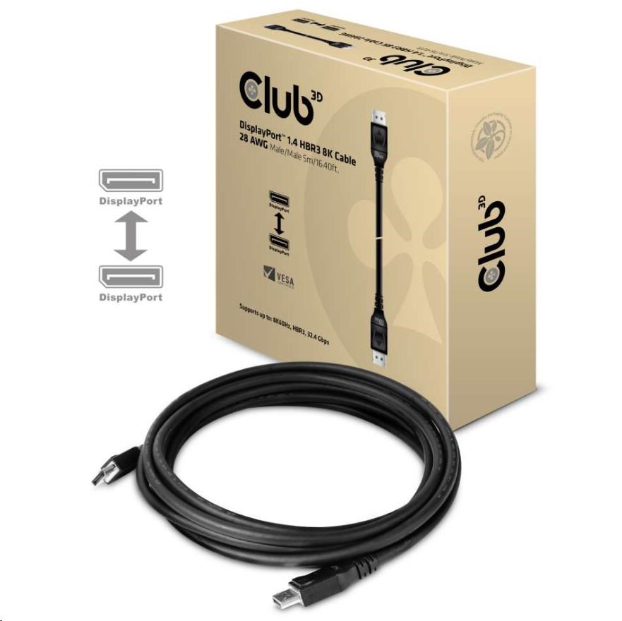 Club3D DisplayPort-Kabel 1.4 HBR3 32,4Gb/s 5m 8K60Hz St/St retail