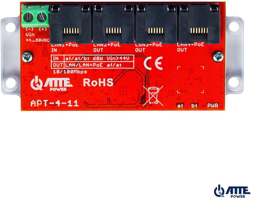 Switch PoE ATTE APT-4-11 4 portowy 10/100Mbps, extender