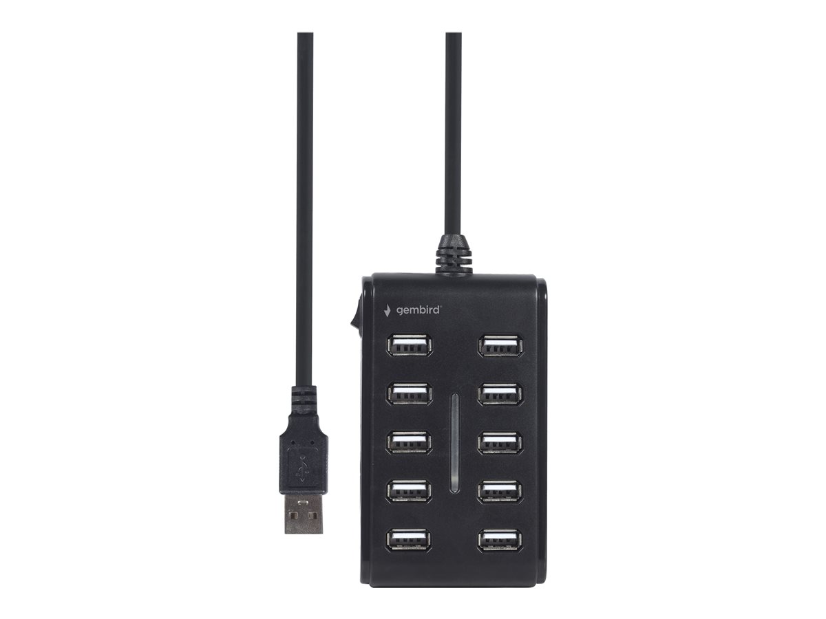 HUB USB 2.0 10-portowy czarny