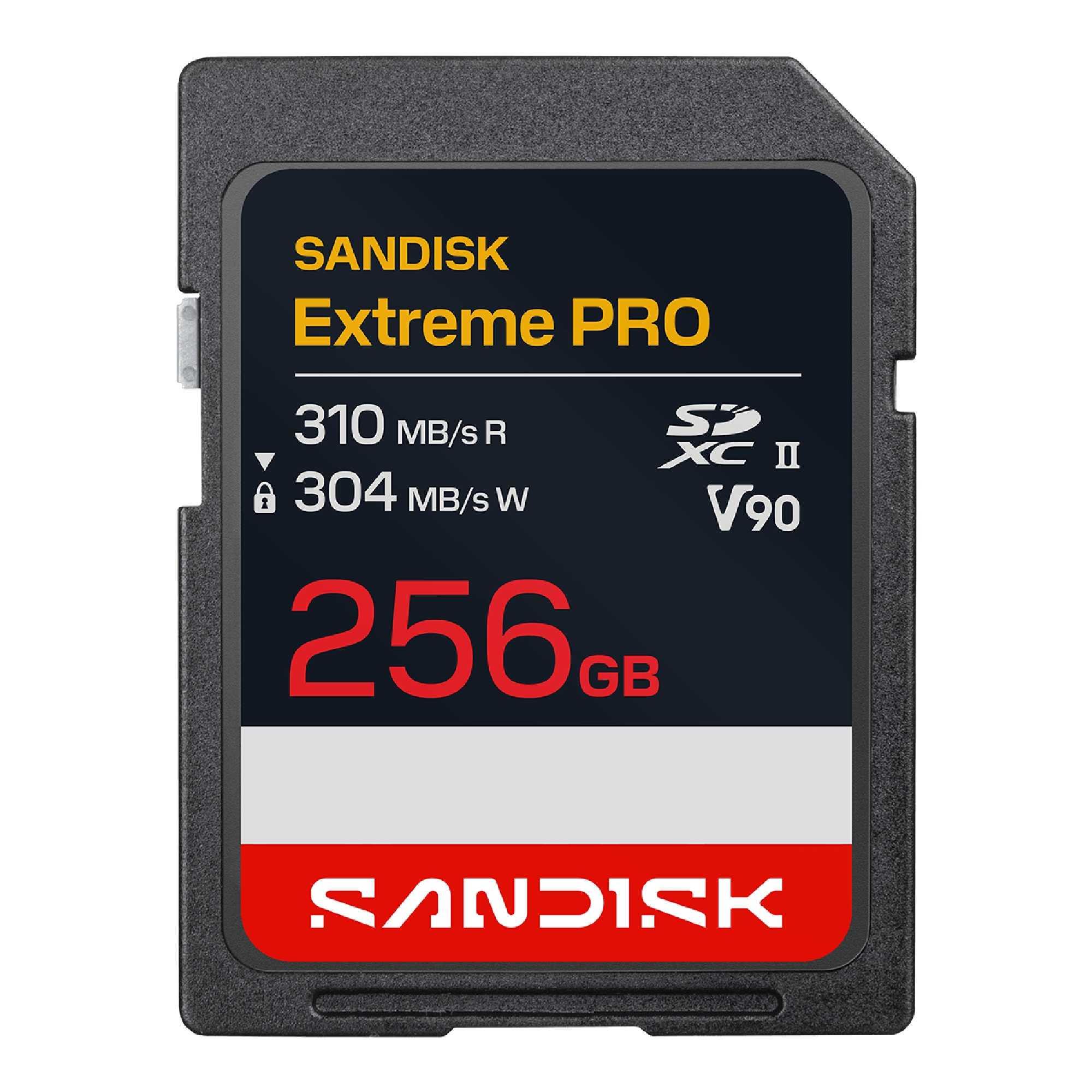 SANDISK Extreme PRO UHS-II V90 Cards UHS-II 256GB SD 310MB/s Read / 304MB/s Write