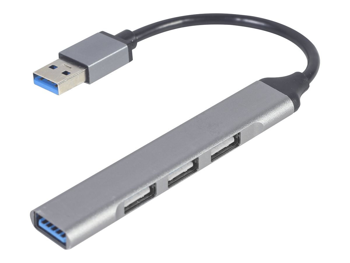 HUB USB 4-Porty (USB3 x 1, USB2 x 3), srebrny
