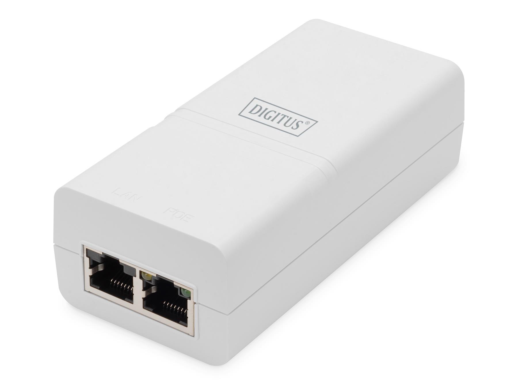 Zasilacz/Adapter PoE+ 802.3at, max. 52V 30W Gigabit 10/100/1000 Mbps, aktywny, Biały