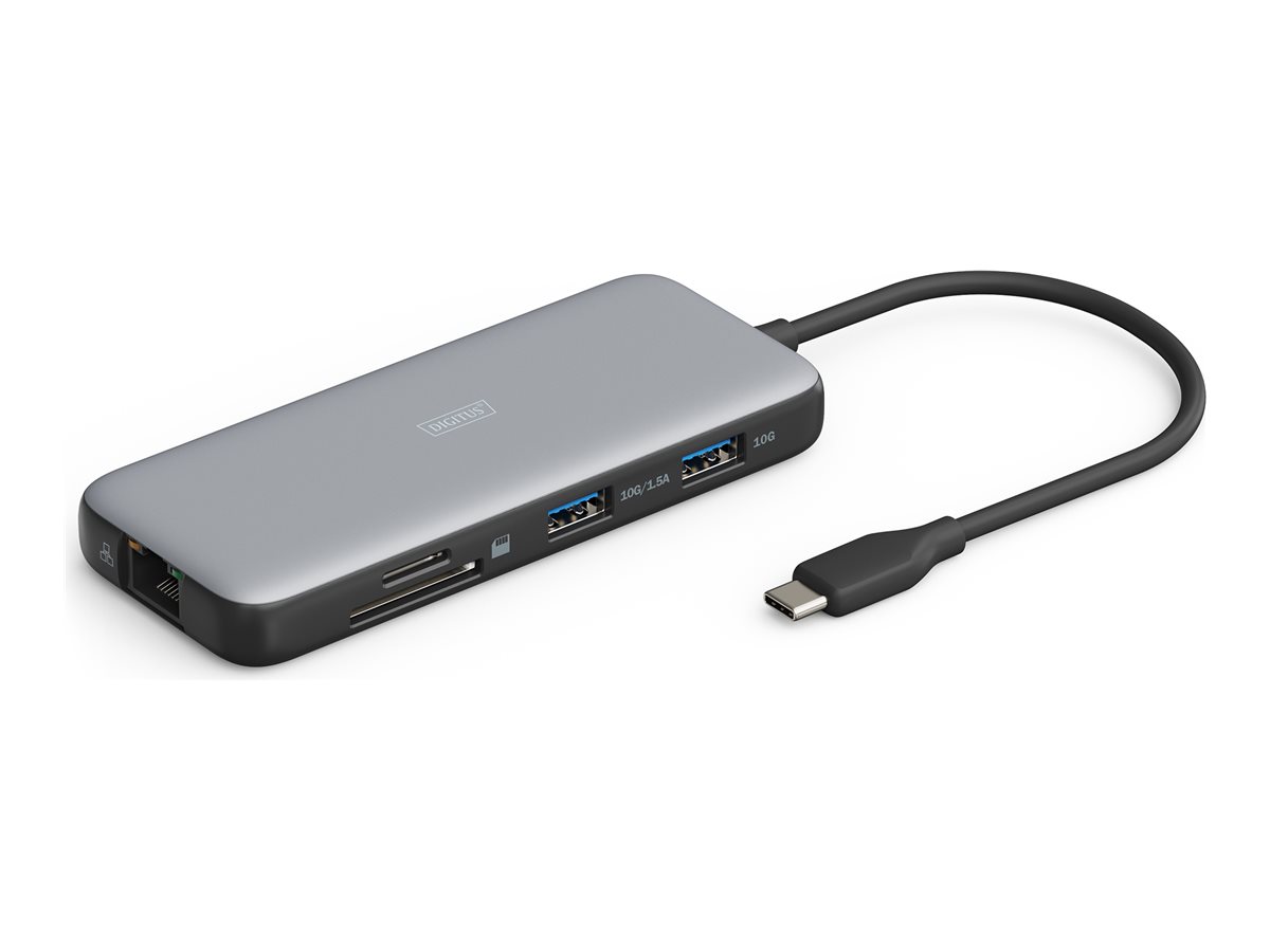 Stacja dokująca USB-C 8 portowa, max. 4K/60Hz z HDR, HDMI, max. 2 monitory MST, USB-A 3.2 Gen2, Gigabit Ethernet, SD/Micro SD, PD 100W
