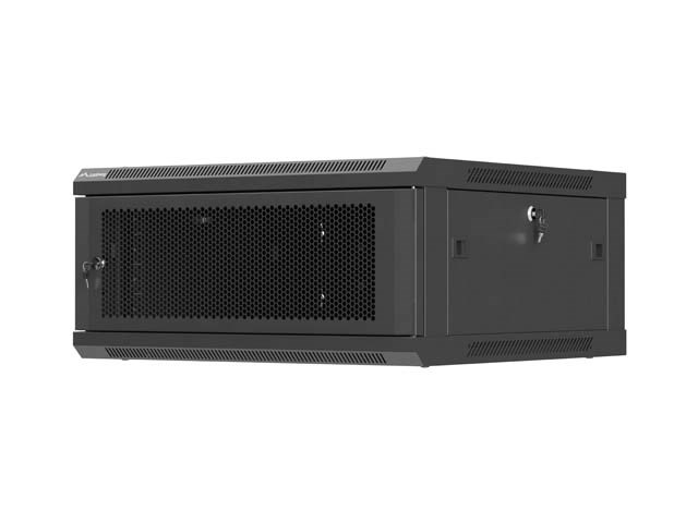 SZAFA INSTALACYJNA RACK WISZĄCA 19" 4U 600X600 CZARNA DRZWI PERFOROWANE LANBERG (FLAT PACK)