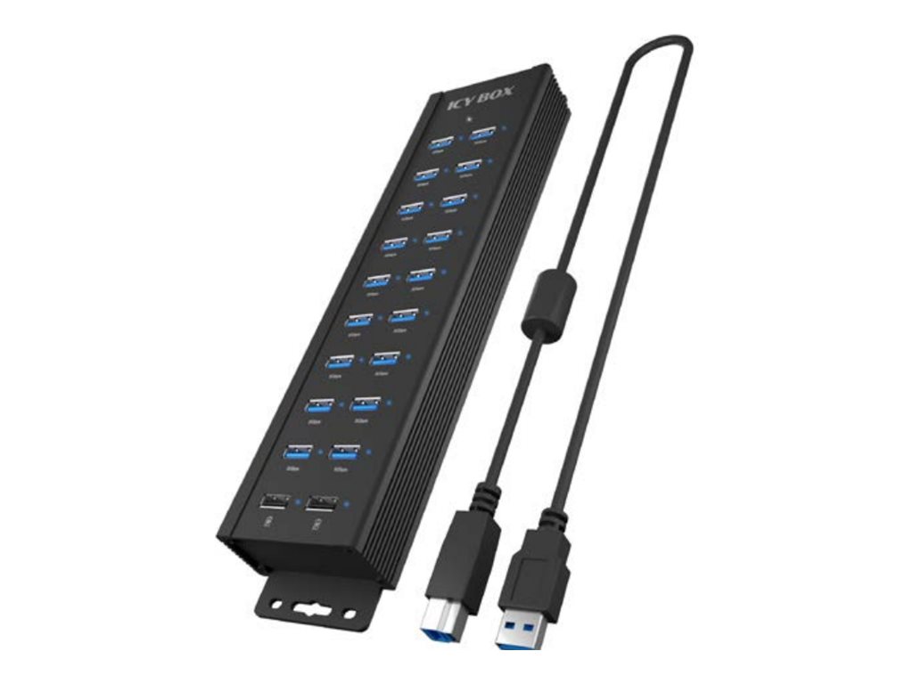 Rajd Sonic - HUB USB 20 w 1 z zasilaczem, przyciskiem włączania/wyłączania i wspornikami montażowymi