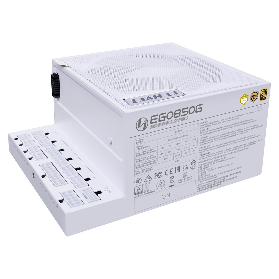 Zasilacz Lian Li EDGE GOLD 850 80 PLUS Gold Netzteil, PCIe 5.1, ATX 3.1 - 850 Watt, weiß