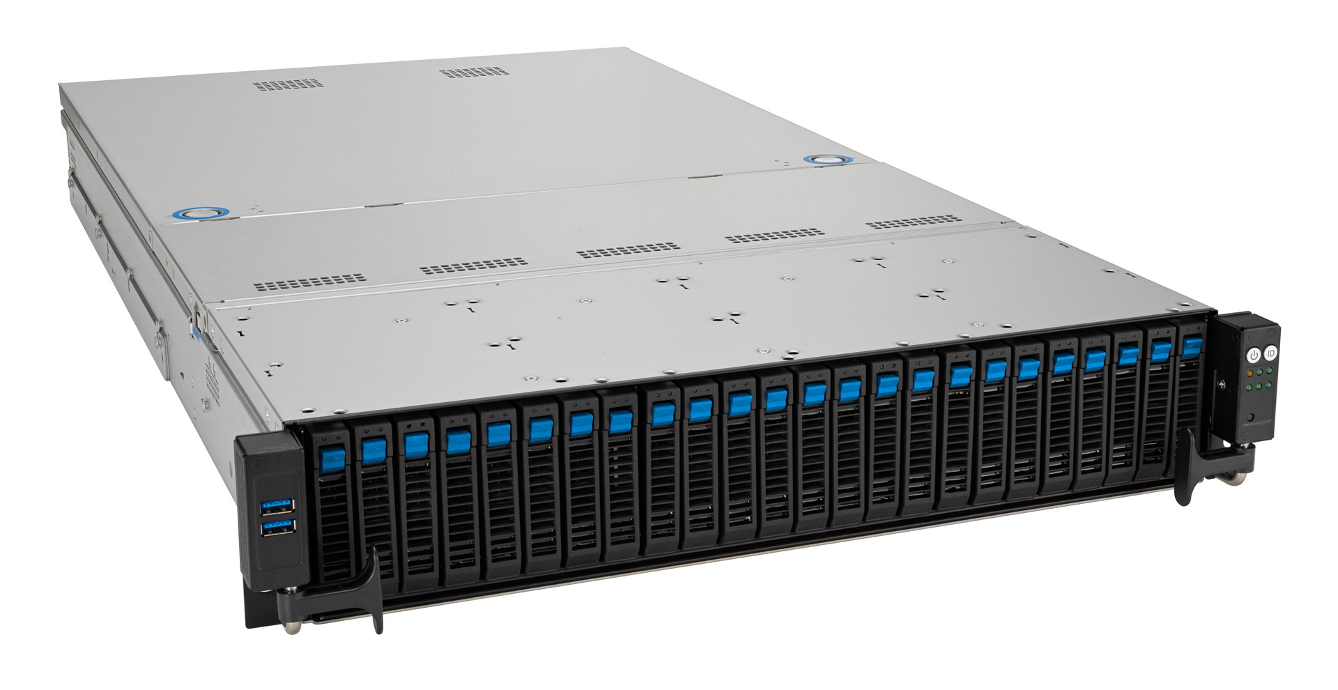 Platforma Asus Rack (2U) RS520A-E12-RS24U AMD Epyc 9004 (24x NVMe, 2xGPU, 2x1Gbe, IPMI, 1+1 1600W)