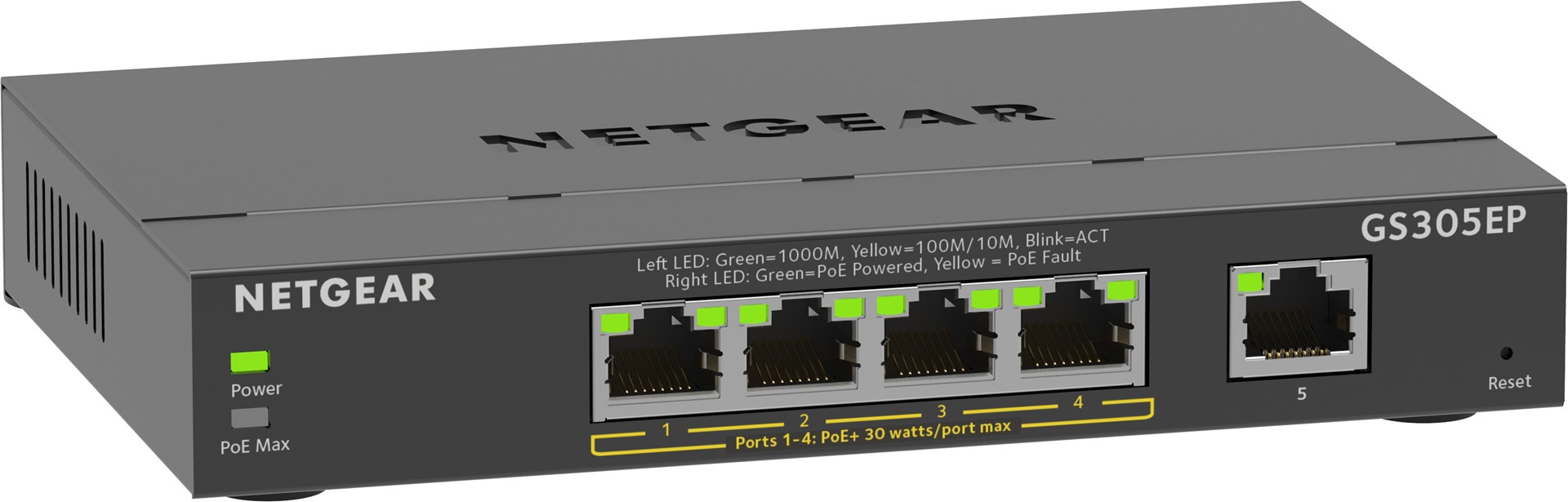Switch Netgear GS305EP-100PES 5p PoE 63W* (PoE+: 4p) Unmanaged Gigabit