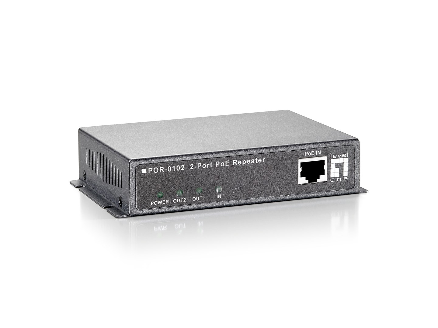 LevelOne POR-0102 2-portowy wzmacniacz PoE - Repeater - 2 porty - 10Base-T, 100Base-TX, 1000Base-T - Zewnętrzne - do 100 m