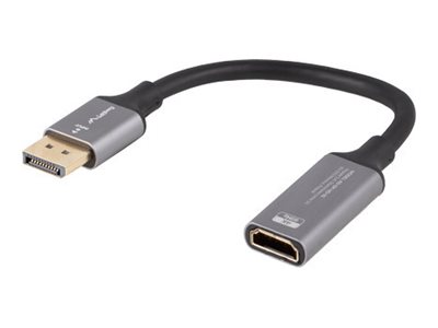 LANBERG AD-DP-HD-02 adapter DisplayPort - HDMI M/F 4K na kablu 20cm srebrny