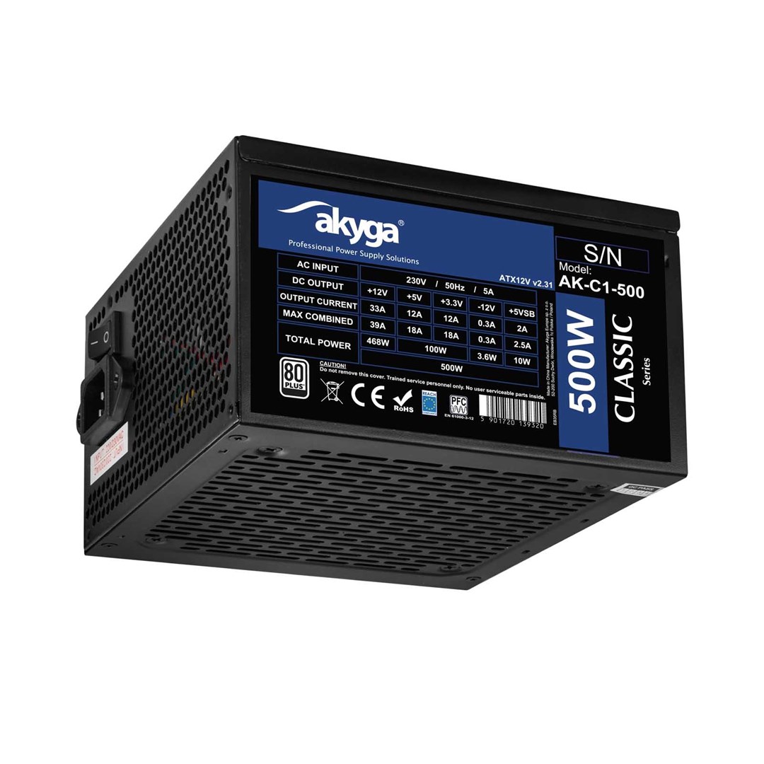 Akyga AK-C1-500 moduł zasilaczy 468 W 24-pin ATX ATX Czarny