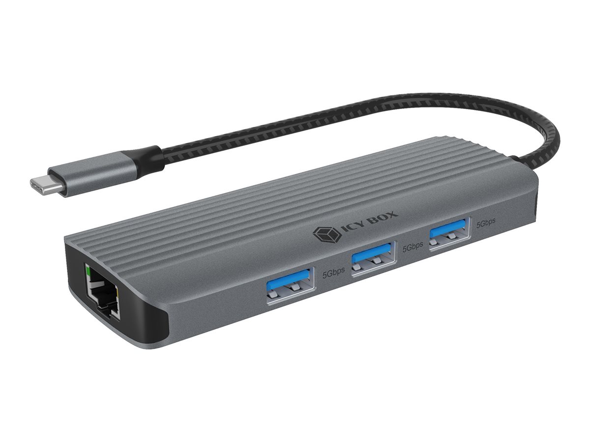 ICY BOX IB-DK4034a-CPD Przewodowa USB 3.2 Gen 1 (3.1 Gen 1) Type-C Aluminium, Srebrny