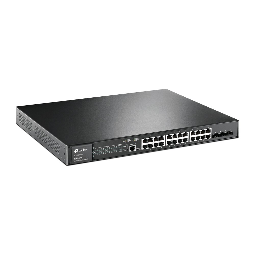 TP-Link JetStream TL-SG3428MP przełącznik sieciowy Zarządzany L2+ Gigabit Ethernet (10/100/1000) Obsługa PoE 1U Czarny