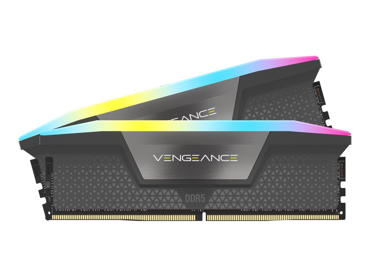 CORSAIR VENGEANCE RGB 64GB 2x32GB DDR5 600MT/s DIMM Unbuffered 40-40-40-77 Std PMIC AMD EXPO Cool Grey Heatspreader Black PCB 1.25V