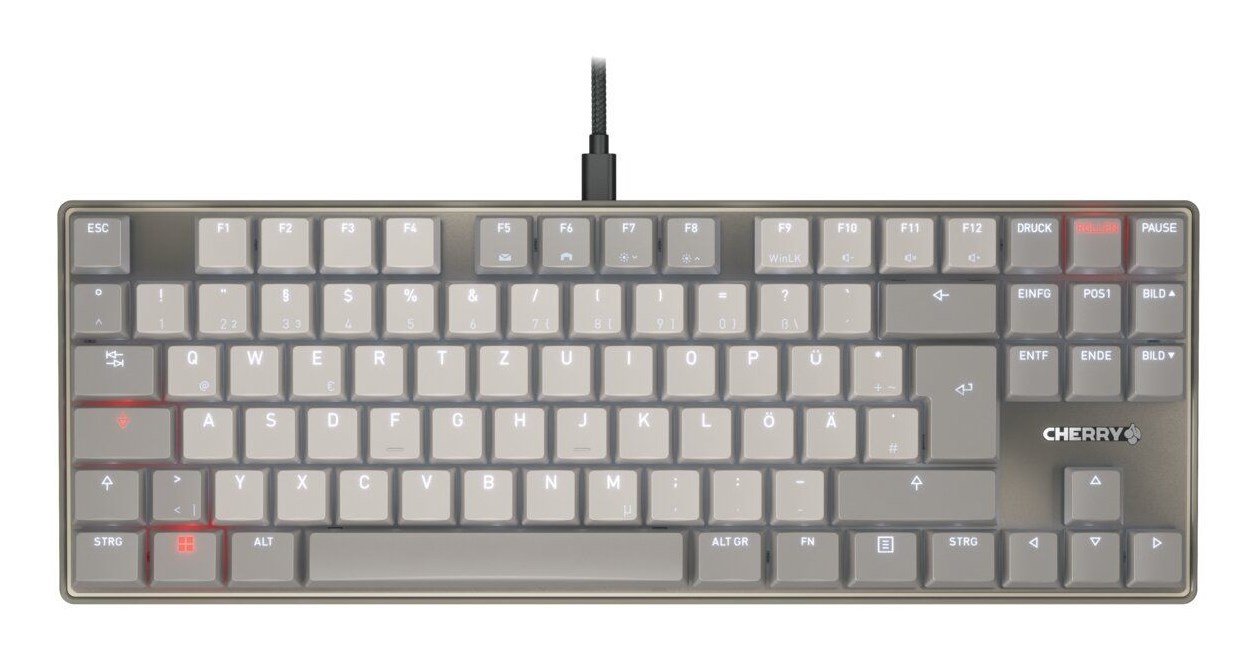 Przewodowa mechaniczna klawiatura CHERRY TAS KC 500 MX LP 2.0 Ivory z layoutem DE