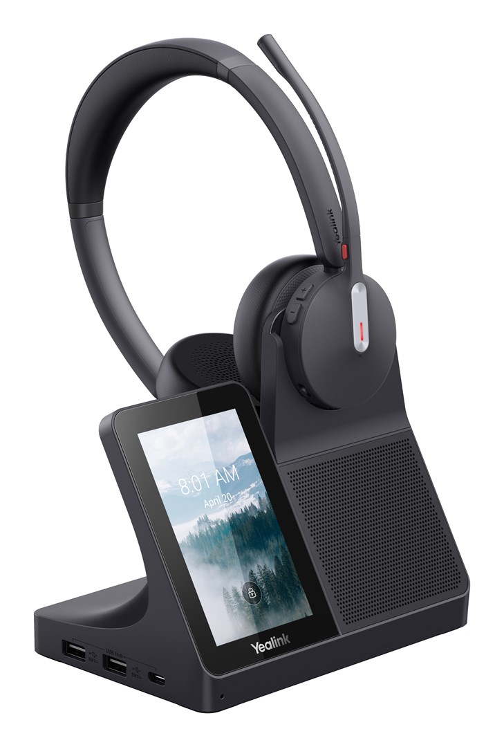 Yealink WH64 Workstation Dual Zestaw słuchawkowy Przewodowy i Bezprzewodowy Opaska na głowę Biuro/centrum telefoniczne USB Type-C Bluetooth Podstawka do ładowania Czarny