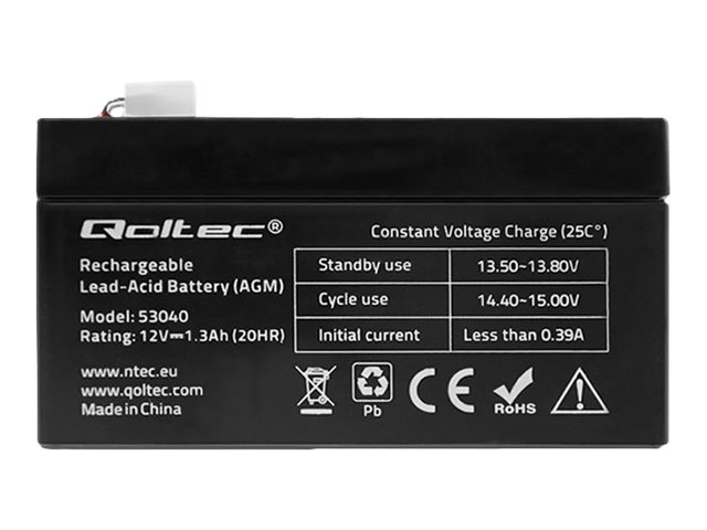 QOLTEC 53040 Qoltec Akumulator AGM 12V 1.3Ah max.0.39A