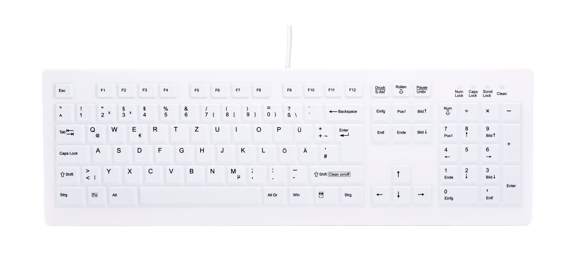 Contour Design Active Key AK-C8100 klawiatura Biuro RF Wireless Niemiecki Biały