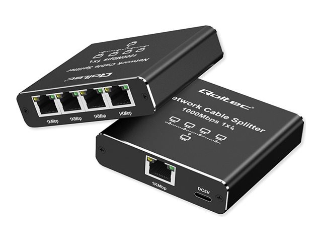 Rozdzielacz splitter Ethernet mini SWITCH 1x4 RJ45 | 1000Mb/s | USB-C | Aluminium
