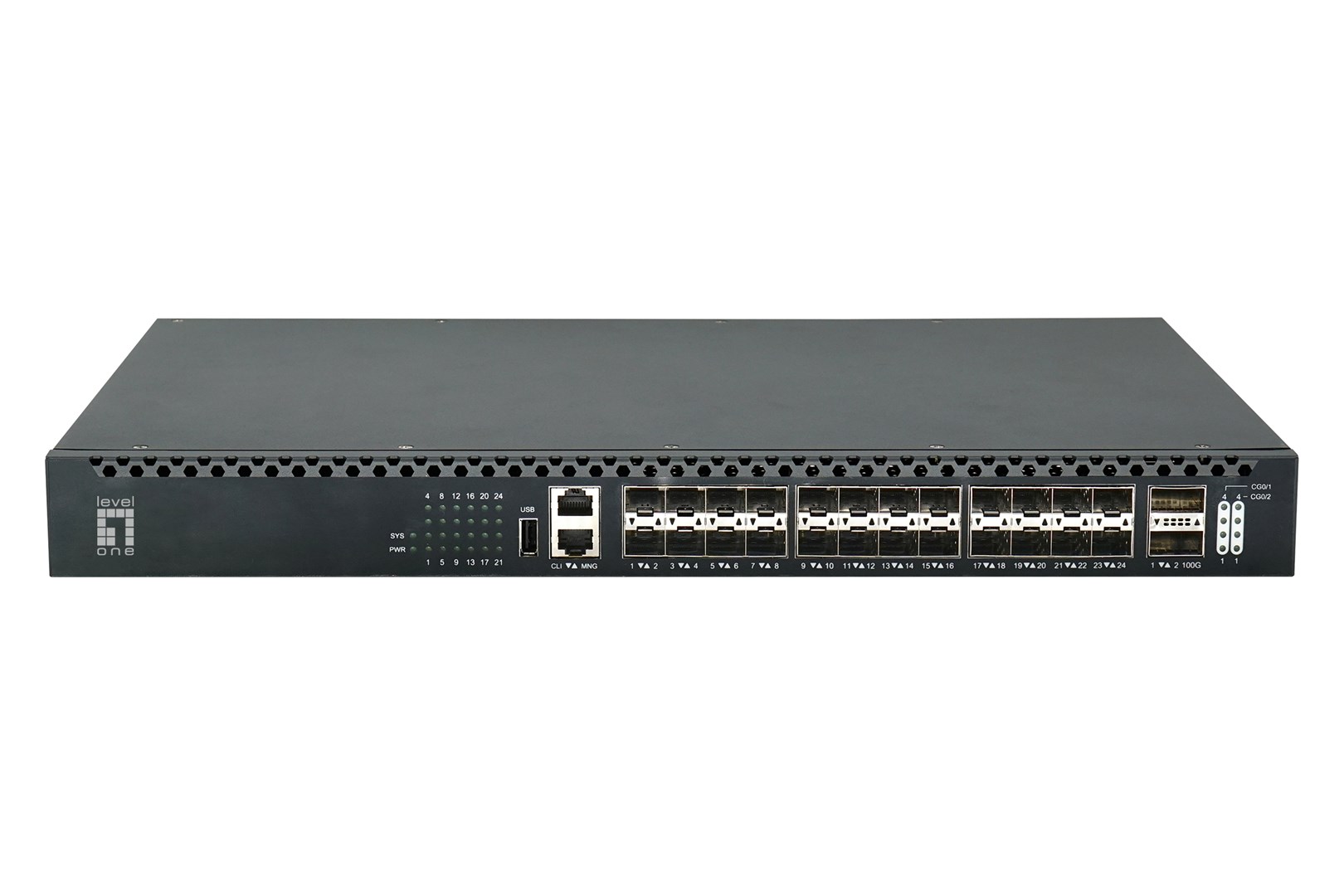 Przełącznik LevelOne 24x10GSFP+/2x 100GQSFP TOR zarządzany L3 1Gbps