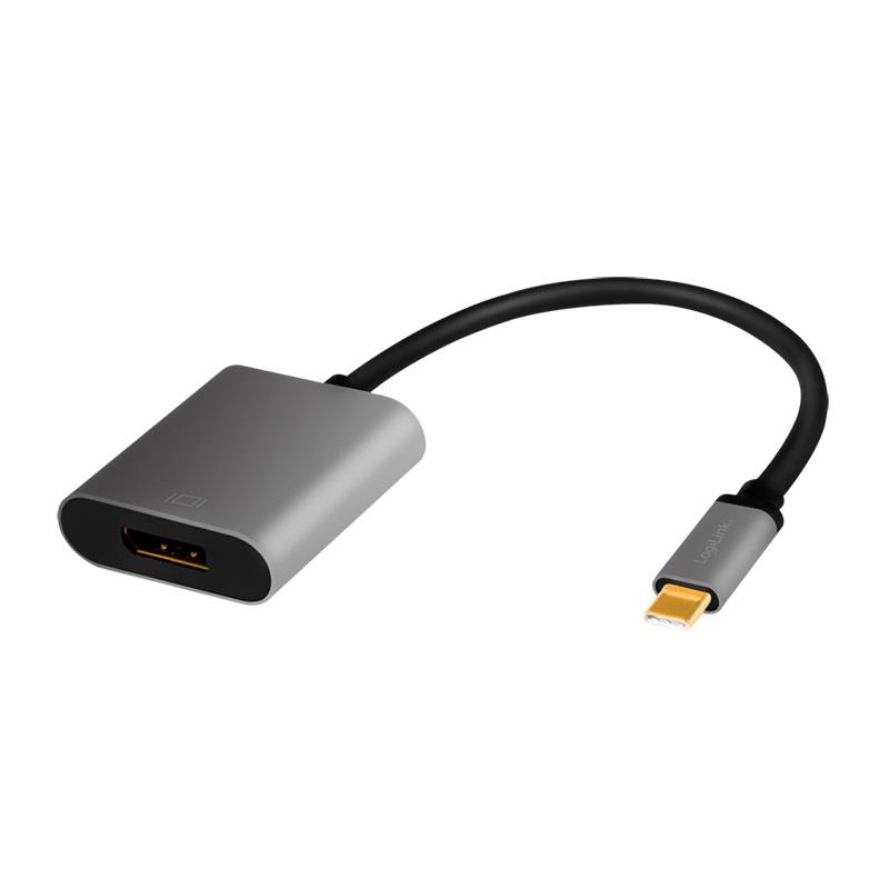 LOGILINK CUA0102 Adapter USB typu C C/M na DP/F 4K aluminium czarny/szary 0.15m