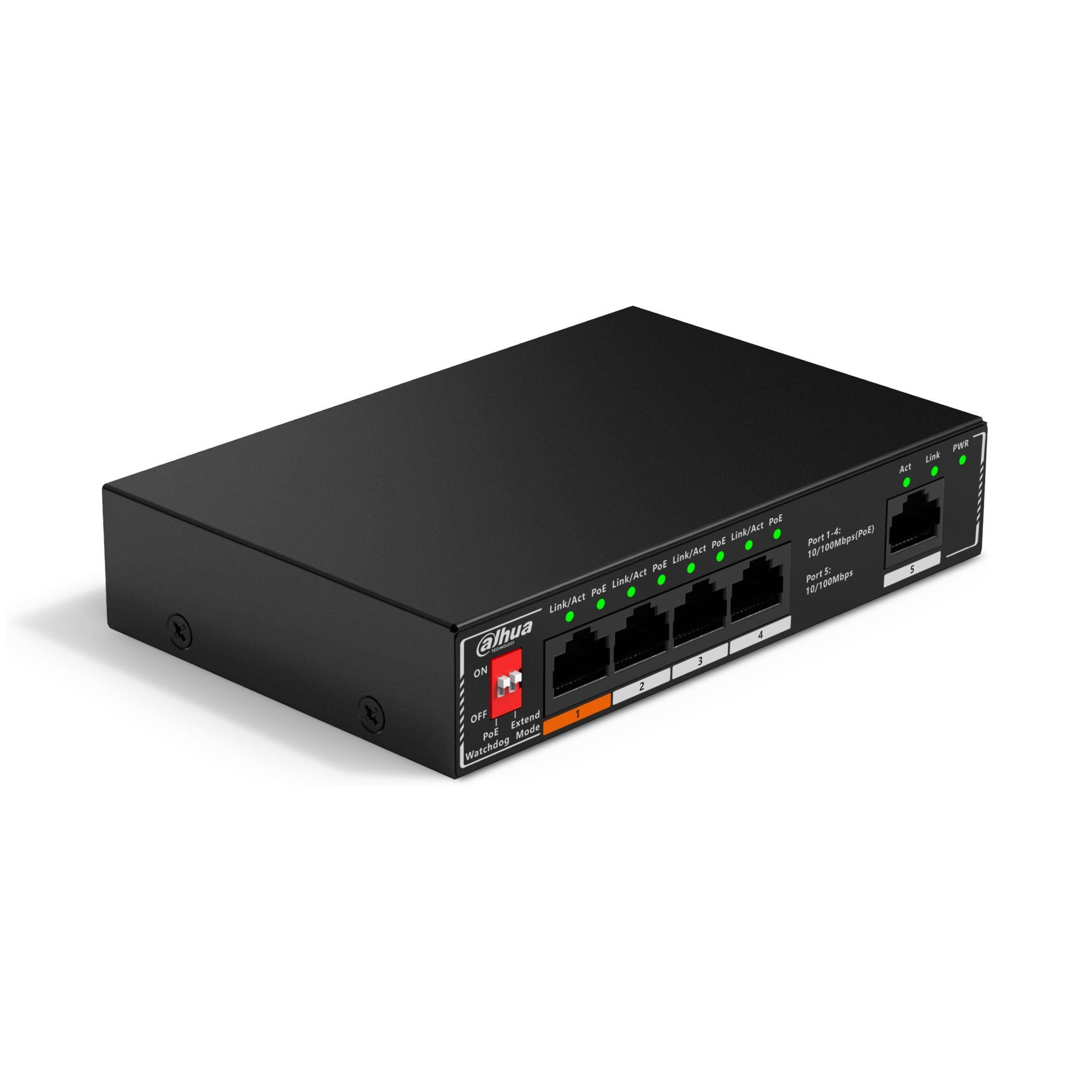 Dahua Technology PoE SF1005P Nie zarządzany L2 Fast Ethernet (10/100) Obsługa PoE Czarny