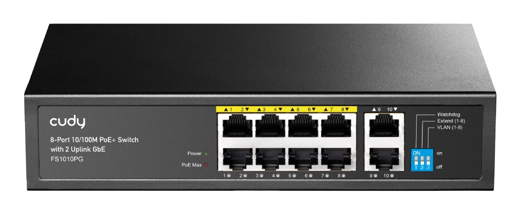 Switch CUDY FS1010PG 8-Port 10/100M PoE+ 120W 2xGbE Uplink