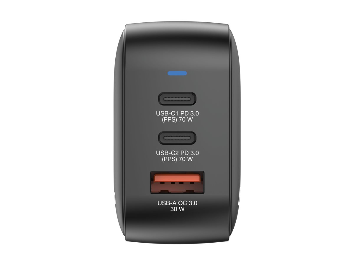 VERBATIM Mini ładowarka ścienna GaN 70W z 3 portami wyjściowymi 2x USB-C PD 70W i 1x USB-A QC 3.0