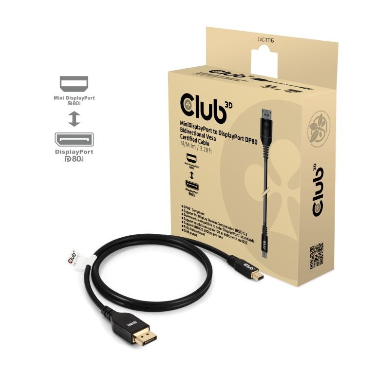 Club3D Kabel MiniDP 2.1 <-> DP2.1 1m 10K60Hz St/St retail