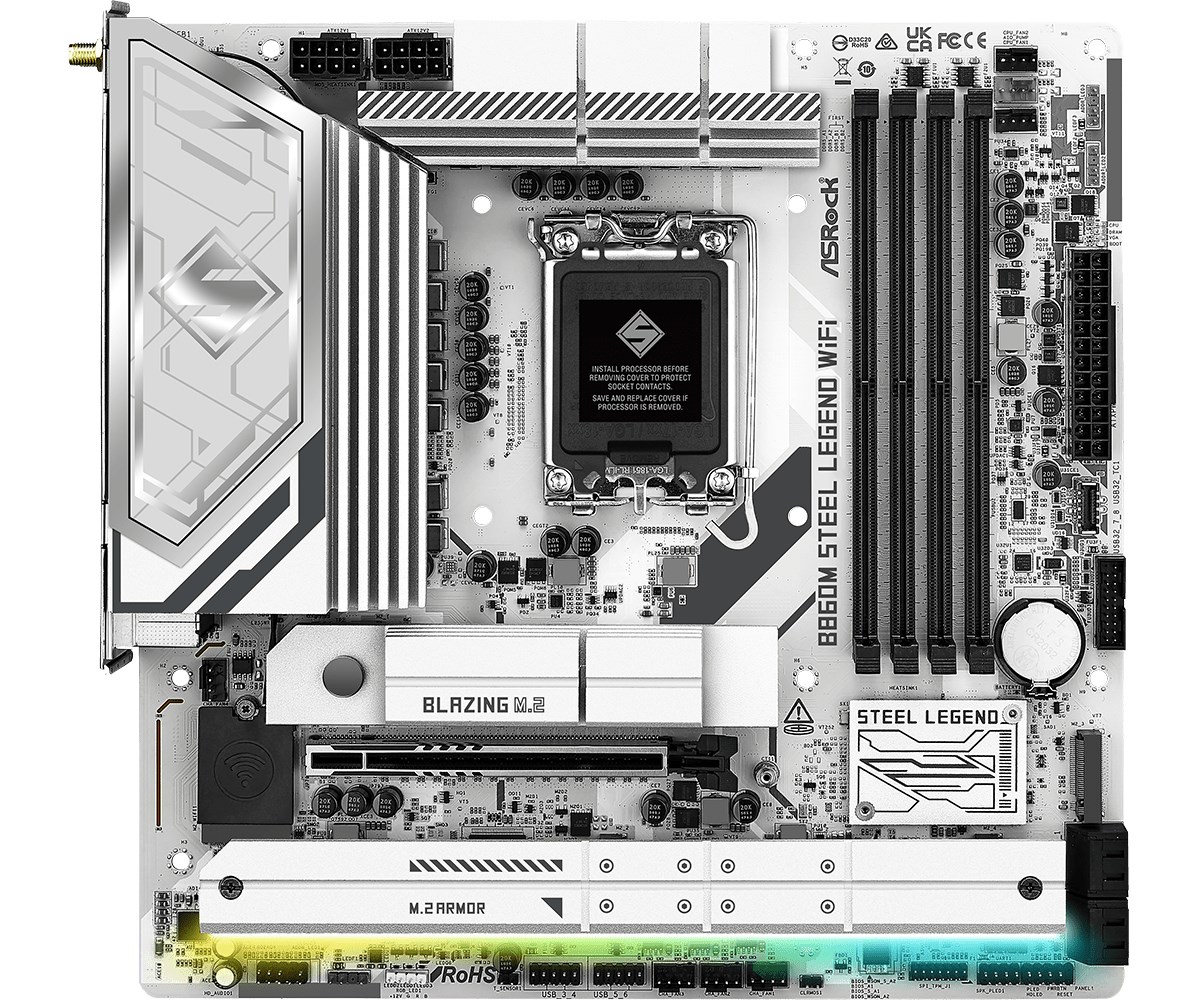 Płyta główna ASRock B860M Steel Legend WiFi LGA1851 Intel B860 DDR5 mATX Wi-Fi Bluetooth PCIe 5.0 SATA3 M.2 Thunderbolt 4