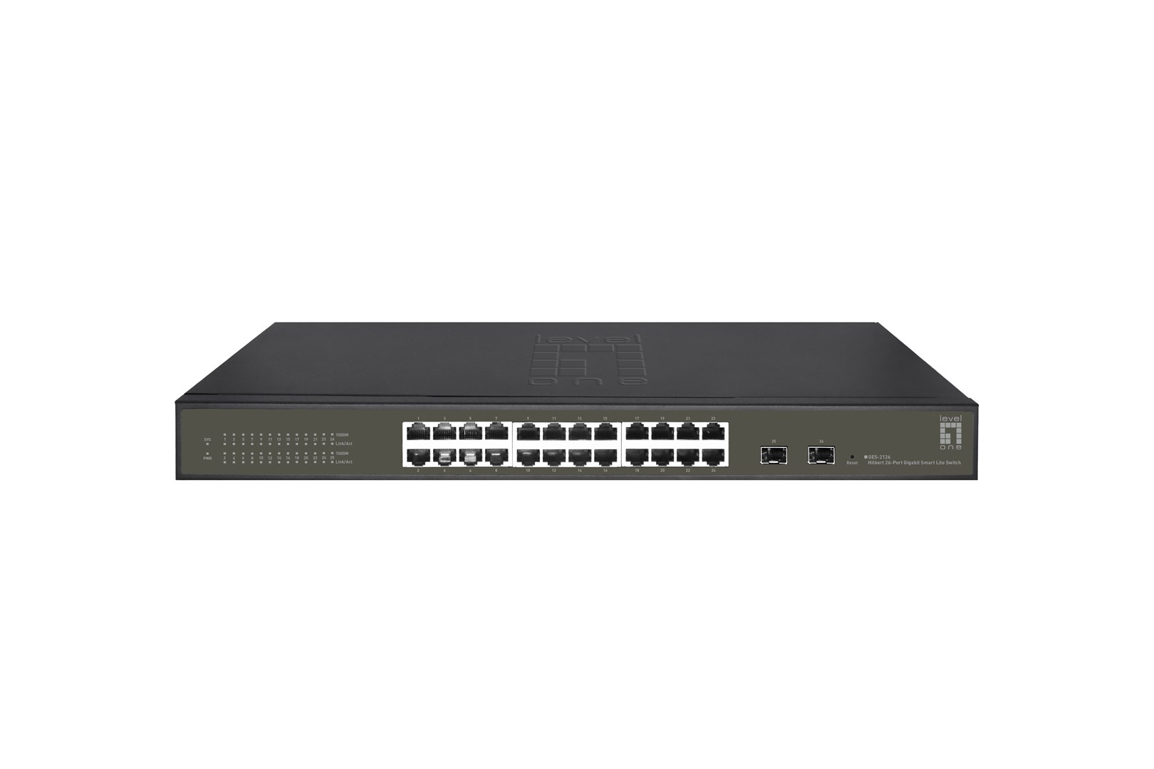 Przełącznik LevelOne Hilbert 26-portowy Gigabit Smart Lite - 24 x Gigabit RJ45 - 2 x Gigabit SFP (GES-2126)