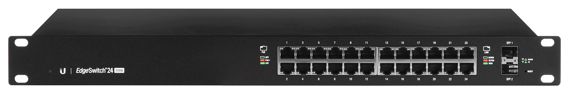 Ubiquiti EdgeSwitch 24 250W Zarządzany L2/L3 Gigabit Ethernet (10/100/1000) Obsługa PoE 1U Czarny