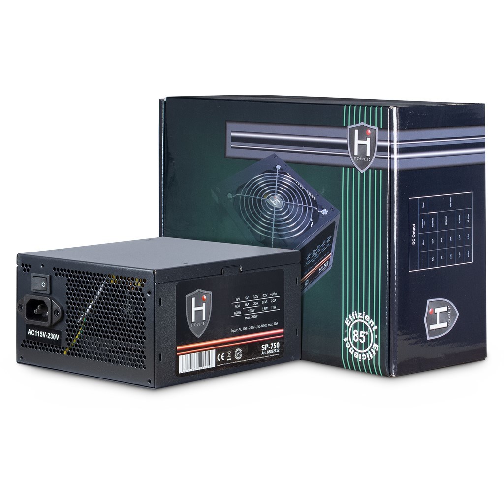 Zasilacz Inter-Tech HIPOWER SP-750 - 750 W - 100 - 240 V - 50 - 60 Hz - 10 A - Aktywny - 120 W