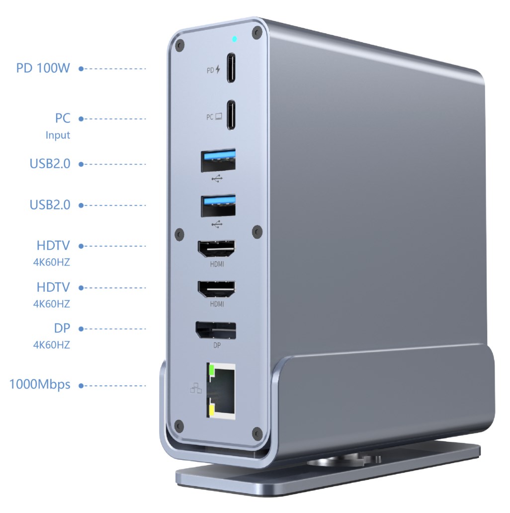 GEMBIRD MULTI ADAPTER USB TYP CF 15W1 (USB AF-PORTY V.2X2+V.3X3, TYP CF+HDMIX2+DISPLAYPORT+PD+CZYTNIK KART+GIGALAN+AUDIO SZAR