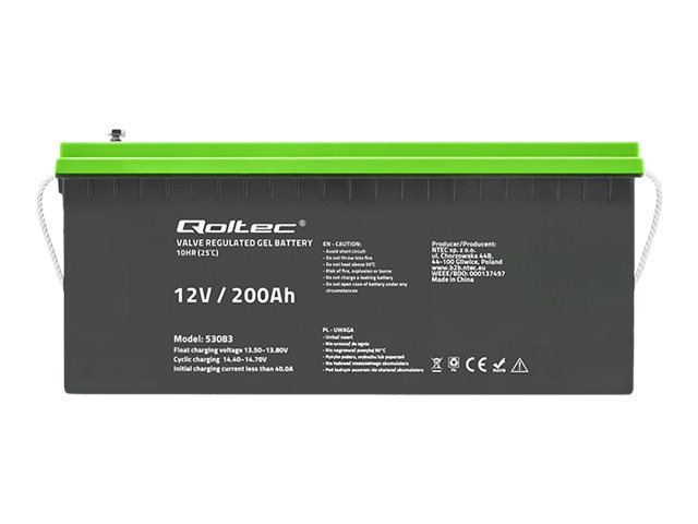 Qoltec Akumulator żelowy | 12V | 200Ah | GEL | 59.5kg