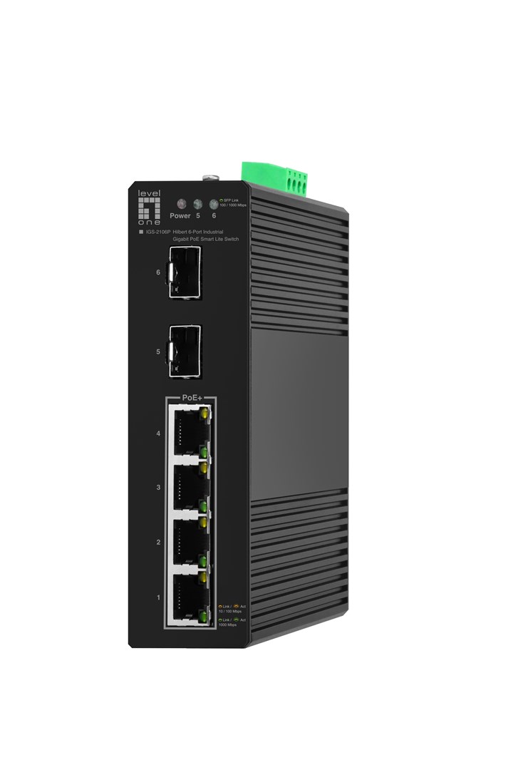 Przełącznik LevelOne Hilbt GB/SL PoE+ 6-portowy/IP30+DIN 60W 1Gbps