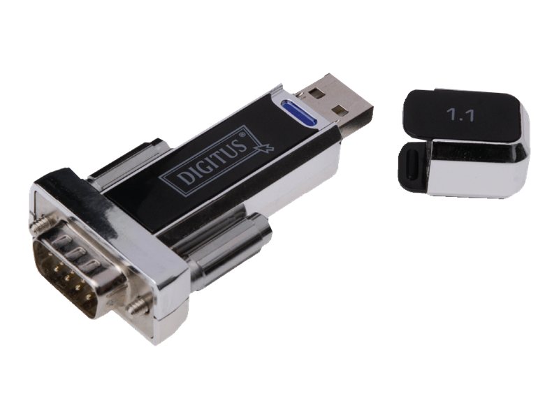 Konwerter / Adapter USB-A 1.1 męski do RS232 (DB9) męski | Chipset Prolific PL2303GT | Mocowanie na śruby | z dodatkowym kablem 0.8m